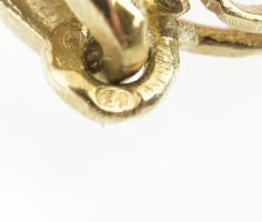 Arany (Au) 14 K korallköves függő, jelzett, 2×1 cm, bruttó: 2,1 g