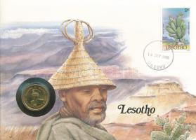 Lesotho 1979. 5l érme bélyeges borítékon T:UNC  Lesotho 1979. 5 Lisente coin in letter with stamp and cancellation C:UNC