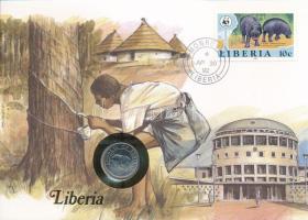 Libéria 1977. 5c felbélyegzett borítékban, bélyegzéssel, német nyelvű leírással T:UNC Libéria 1977. 5 Cents in envelope with stamp and cancellation, with German description C:UNC