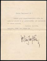 1939 Habsburg József Ágost (1872-1962) főherceg autográf aláírása saját címeres levélpapírján