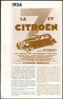 cca 1973 Citroen autó- és cégtörténeti ismertető prospektus, francia és angol nyelvű, kissé foltos, ...