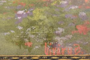 Ujváry B jelzéssel, XX. sz. első fele: Virágzó táj. Olaj, karton. Dekoratív, üvegezett, javított, sé...