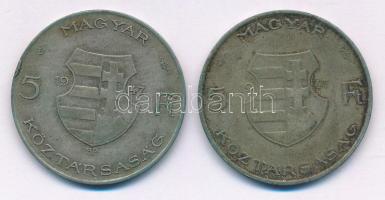 1947. 5Ft Ag "Kossuth" (2x) T:VF,F patina 
Adamo F8.1