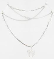 Ezüst(Ag) fantáziaszemes nyaklánc pillangó medállal, jelzett, h: 45,5 cm, 1,7×1,4 cm, nettó: 5,6 g