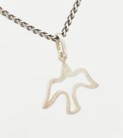 Ezüst(Ag) walles nyaklánc áttört galamb medállal, jelzett, h: 44 cm, 2,1×2,3 cm, nettó: 5,7 g