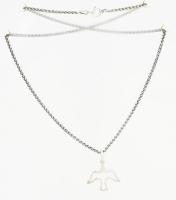 Ezüst(Ag) walles nyaklánc áttört galamb medállal, jelzett, h: 44 cm, 2,1×2,3 cm, nettó: 5,7 g