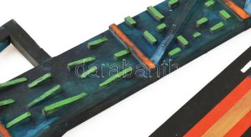 A. Varga Imre (1953-), 3 db mű: Geometrikus alkotások. Olaj, fa, egyik jelzett és datált a hátoldalá...