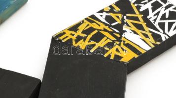 A. Varga Imre (1953-), 3 db mű: Geometrikus alkotások. Olaj, fa, egyik jelzett és datált a hátoldalá...