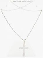 Ezüst(Ag) figaro nyaklánc mintás kereszt medállal, jelzett, h: 54 cm, 5,1×3 cm, nettó: 10,8 g