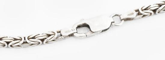 Ezüst(Ag) masszív király nyaklánc, jelzett, h: 43 cm, nettó: 27,4 g
