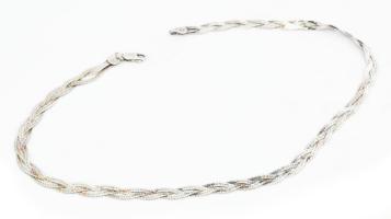Ezüst(Ag) háromszálas fonott nyaklánc, jelzet, h: 40,5 cm, nettó: 8,4 g