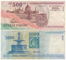 2005. 1000Ft "DA" + 2006. 500Ft "A forradalom 50. évfordulója 1956. október 23."...