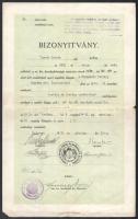 1931 Bp., a Budapesti Borbély-, Fodrász- és Parókakészítő Ipartestület által kiállított bizonyítvány borbély és fodrász továbbképző tanfolyam elvégzéséről, rajta Ferenczy Emil iparoktatási főigazgató saját kezű aláírásával, bélyegzőkkel