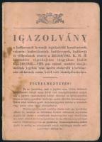 1943 Bp., igazolvány a hadbavonult katonák hozzátartozói, valamint hadirokkantak, hadiözvegyek, hadiárvák és világtalanok részére történő, jegyhez nem kötött közélelmezési cikkeknek soron kívül való kiszolgáltatásához. Kitöltve, fénykép nélkül.