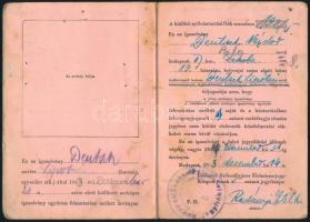 1943 Bp., igazolvány a hadbavonult katonák hozzátartozói, valamint hadirokkantak, hadiözvegyek, hadi...