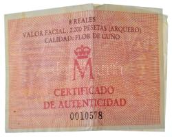 Spanyolország 1990. 2000P Ag "1992 Olimpia Barcelona - Íjászat" tanúsítvánnyal, kapszulába...