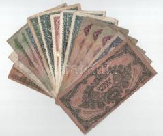 16db-os vegyes pengő bankjegy tétel, közte 1944. 5P "A Vöröshadsereg Parancsnoksága" T:F,V...