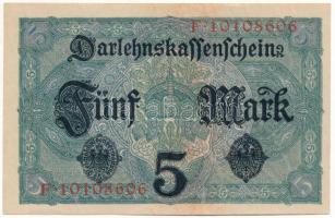 Német Birodalom 1917. 5M "F 10108606" T:XF 
German Empire 1917. 5 Mark "F 10108606&q...