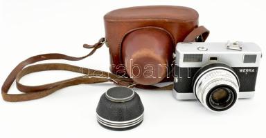 cca 1961-1964 Carl Zeiss Jena Werra 3 fényképezőgép, Tessar 50mm f/2.8 objektívvel, eredeti bőr tokjában, nem kipróbált