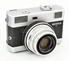 cca 1961-1964 Carl Zeiss Jena Werra 3 fényképezőgép, Tessar 50mm f/2.8 objektívvel, eredeti bőr tokj...