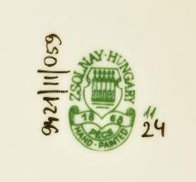 Zsolnay búzavirágmintás porcelán bonbonier, kézzel festett, jelzett, hibátlan, 10,5x10,5 cm