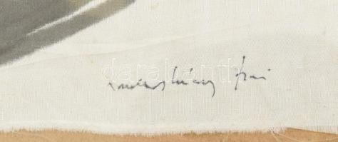 Macskássy jelzéssel: Anya gyermekével. vegyes technika, selyem. Üvegezett keretben. 35x48 cm