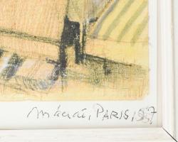 Mácsai István (1922- 2005): A párizsi Rue de Seine. Vegyes technika, nyomat, papír, jelezve jobbra l...