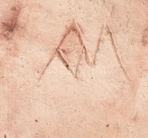 Páva samottos kerámia fali dísz. Mázas kerámia, MV(?) jelzéssel, kis kopással, 21x19,5 cm