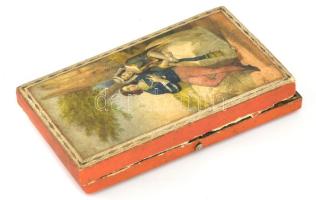 Ezüst (Ag) uti varró készlet, olló nélkül.Litho képpel, doboz sérült 14x7,5 cm