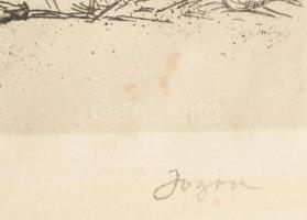 Józsa Sándor (1910-1989): Férfi akt. Rézkarc, papír, jelezve jobbra lent, fakeretben, lap széle kiss...