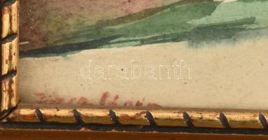 Józsa Sándor (1910-1989): Budapesti park. Akvarell, papír, jelezve balra lent, üvegezett fakeretben,...