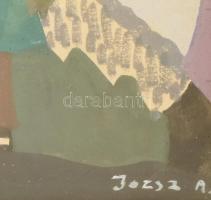 Józsa Sándor (1910-1989): Hegyvidéki táj. Vegyes technika, papír, jelezve jobbra lent, üvegezett fak...