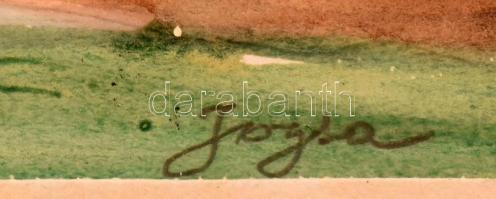 Józsa Sándor (1910-1989): Felhős táj. Akvarell, papír, jelezve jobbra lent, üvegezett fakeretben, 24...