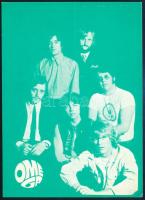 Az Omega együttes tagjainak autográf aláírása őket ábrázoló nyomtatvány hátoldalán, 14x10 cm