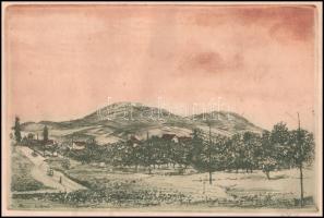 Ősz Dénes (1915-1980): Pilisi hegyek. Színes rézkarc, papír, jelzett. Lap szélén apró foltokkal. 17,...