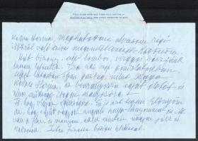 1965 Beregi Oszkár (szül. Berger) (1876-1965) színész autográf levele, Hollywoodból Budapestre küldve (1963-tól az USA-ban élt, 1965-ben Hollywoodban hunyt el)