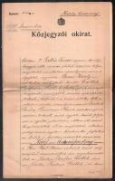 1911 Sopron, adásvételi szerződés Steiner Károly és Czullik Josephine és Borbála között, kert és ház eladásáról, Gallus Sándor soproni királyi közjegyző által kiállítva, aláírásával.