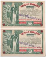 Budapest 1903. "Tanuló Sorsjegy" 1K értékben (5x) sorszámkövetők "098273-098277"...