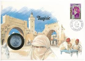 Tunézia 1983. 5M, felbélyegzett borítékban, bélyegzéssel, német nyelvű leírással T:UNC Tunisia 1983. 5 Millim in envelope with stamp and cancellation, with German description C:UNC