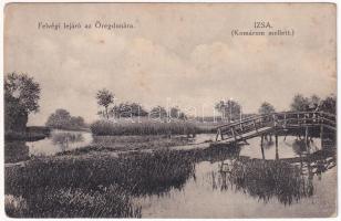 1938 Izsa, Iza (Komárom, Komárno); Felvégi lejáró az Öregdunára, híd. Fogyasztási szövetkezet kiadása / riverside, bridge (kis szakadás / small tear)