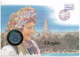 Ukrajna 1992. 5k felbélyegzett borítékban, bélyegzéssel, német nyelvű leírással T:UNC Ukraine 1992. 5 Kopiyok in envelope with stamp and cancellation, with German description C:UNC