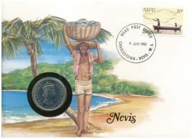 Kelet-Karibi Államok / Nevis 1965. 50c Cu-Ni &quot;II. Erzsébet&quot; felbélyegzett borítékban, bélyegzéssel, német nyelvű leírással T:UNC  East Caribbean States / Nevis 1965. 50 Cents Cu-Ni &quot;Elizabeth II&quot; in envelope with stamp and cancellation, with German description C:UNC