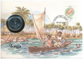 Tonga 1981. 20s &quot;FAO&quot; érmés borítékban, bélyeggel és bélyegzéssel, német nyelvű ismertetővel T:UNC Tonga 1981. 20 Seniti &quot;FAO&quot; in coin envelope, with stamp and cancellation, with German description C:UNC