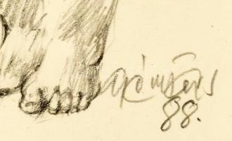 Gyémánt László (1935-): Női aktok, 1988. Ceruza, papír, jelezve jobbra lent, üvegezett keretben, 21×...