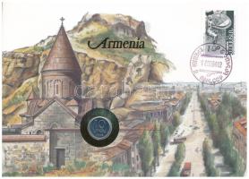 Örményország 1994. 10l Al felbélyegzett borítékban, bélyegzéssel, német nyelvű tájékoztatóval T:UNC,AU Armenia 1994. 10 Luma Al in envelope with stamp, cancellation and a prospectus in german C:UNC,AU