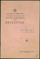 1915-1916 A Szászvárosi m. kir. polgári leányiskola XIX-ik értesítője. 2 db, kissé megviselt papírkö...