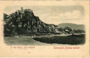 Sztrecsnó, Sztrecsény, Strecno (Tátra, Tatry); A Vág völgye. Sztrecsnó vára Zsolna mellett. Gansel Lipót 181. / Povazie / Das Waagtal / Váh riverside, castle ruins (EK)