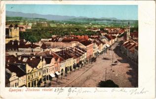 1900 Eperjes, Presov; Fő utca, üzletek. Cattarino Sándor kiadása / general view, shops (EB)