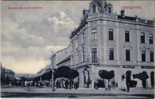 1911 Zalaegerszeg, Kazinczy tér, Városháza, Neufeld Izidor, Garai Lipót üzlete. Breisach Sámuel kiadása (EK)