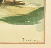 Balogh István "Tuta" (1927-2015): Ház a tájban. Akvarell, papír, jelzett. 28x39 cm Keretbe...